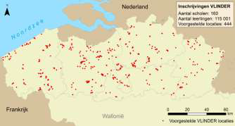  Overzichtskaart met de voorgestelde VLINDER locaties.